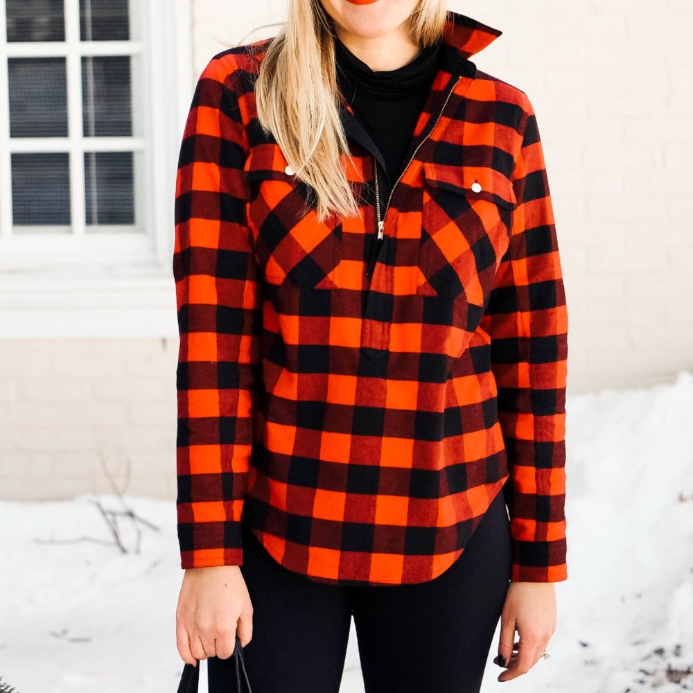 J.crew Buffalo Check shirt jacket - red & black Sz M